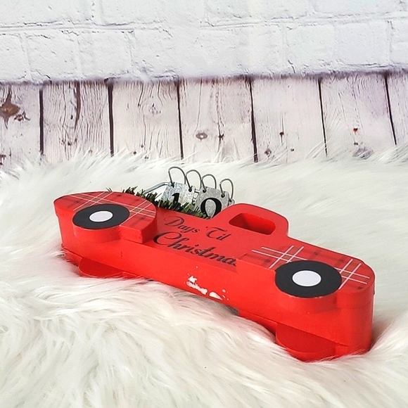 Christmas Countdown Wooden Red Farm Truck Galvanized Metal Number Decor - Picture 13 of 13
